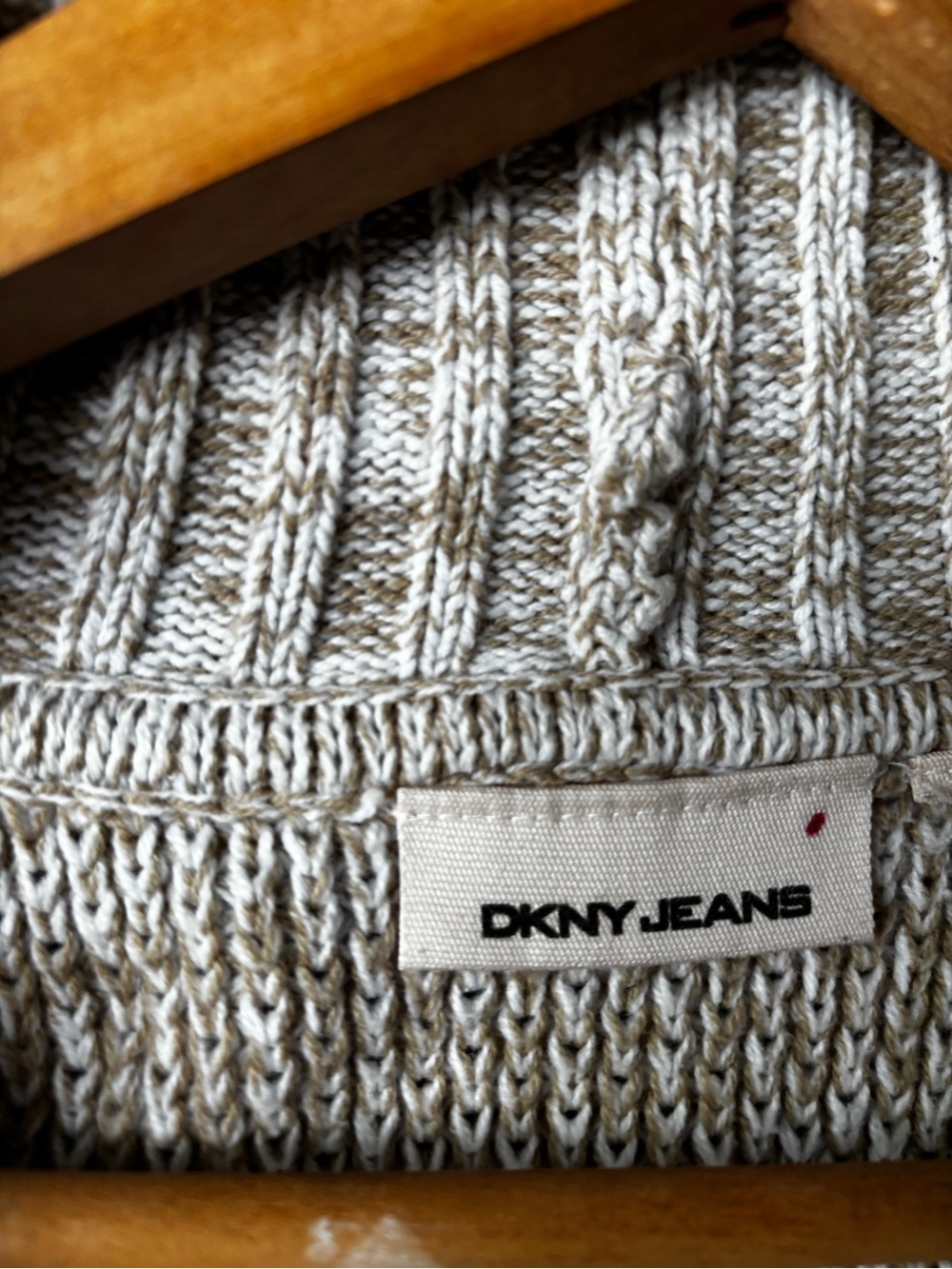 DKNY Beige Marled Cable Shawl-Collar Sweater - Picture 4 of 8